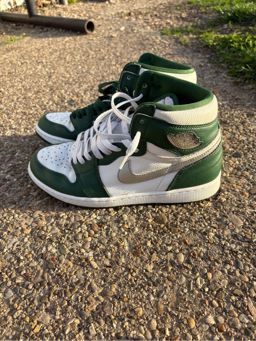Jordan Men’s High-Top Sneakers in Green, White and Silver